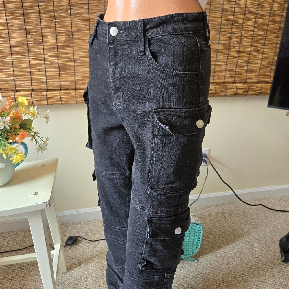 Fashion Nova High Rise Cargo Jeans